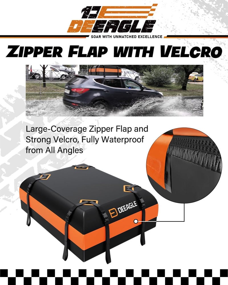 DEEAGLE Rooftop Cargo Carrier 15 Cubic Feet – Car Roof Cargo Bag for Vehicles Without Roof Rack – Waterproof Soft Car Top Carrier with Non-Slip Mat, 4 Door Hooks & 8 Reinforced Straps - Image 5